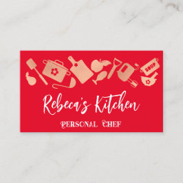 Tarjeta De Visita Restaurante Personal Chef Catering QR Logo Red