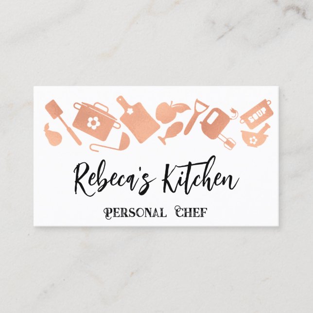 Tarjeta De Visita Restaurante Personal Chef Catering QR Logo White (Anverso)