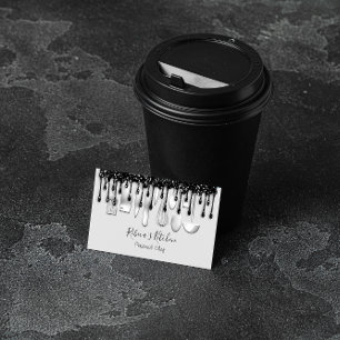 Tarjeta De Visita Restaurante Personal Chef con Drip Negro Gris