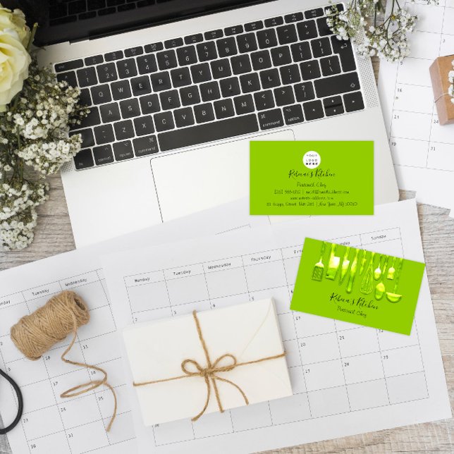 Tarjeta De Visita Restaurante personal Chef Green Lemon (Catering Personal Chef Restaurant Green Lemon Business Card)