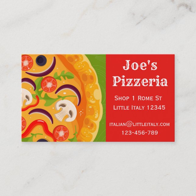 Tarjeta De Visita Restaurante pizzería o negocio de restauración (Anverso)