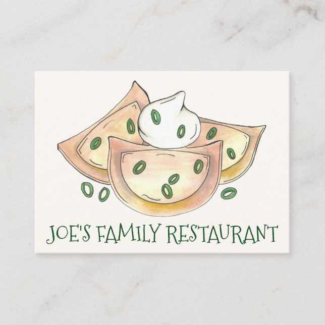 Tarjeta De Visita Restaurante polaco Diner Dumplings Pierencies Food (Anverso)