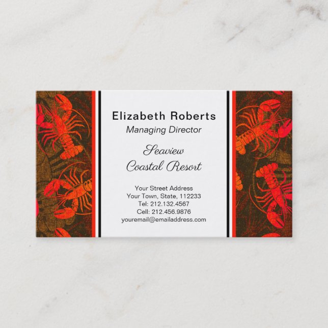 Tarjeta De Visita Restaurante Red Lobster Seafood o Maine Resort (Anverso)