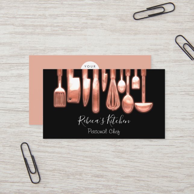 Tarjeta De Visita Restaurante Rosa de cocina personal (Anverso/Reverso In Situ)