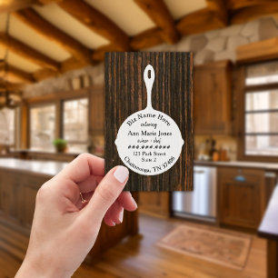 Tarjeta De Visita Restaurante Rústico de madera blanca