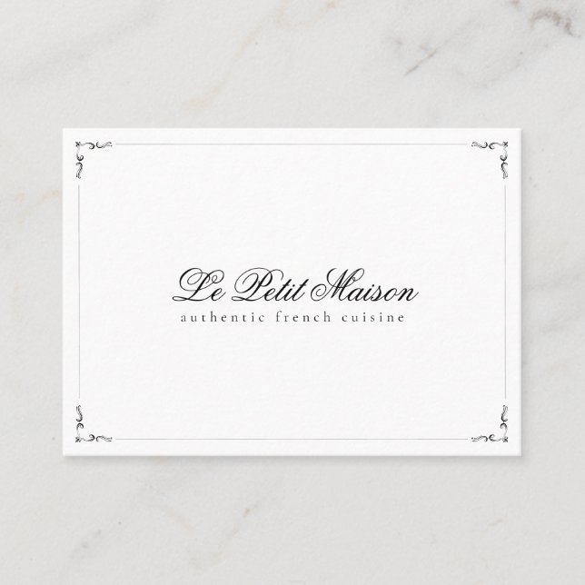 Tarjeta De Visita Restaurante Sencillo Libro Blanco Clásico Reserva (Anverso)