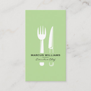 Tarjeta De Visita Restaurante Silverware / Mint Green