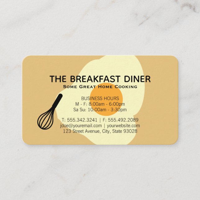 Tarjeta De Visita Restaurante Whisk and Egg Breakfast (Anverso)