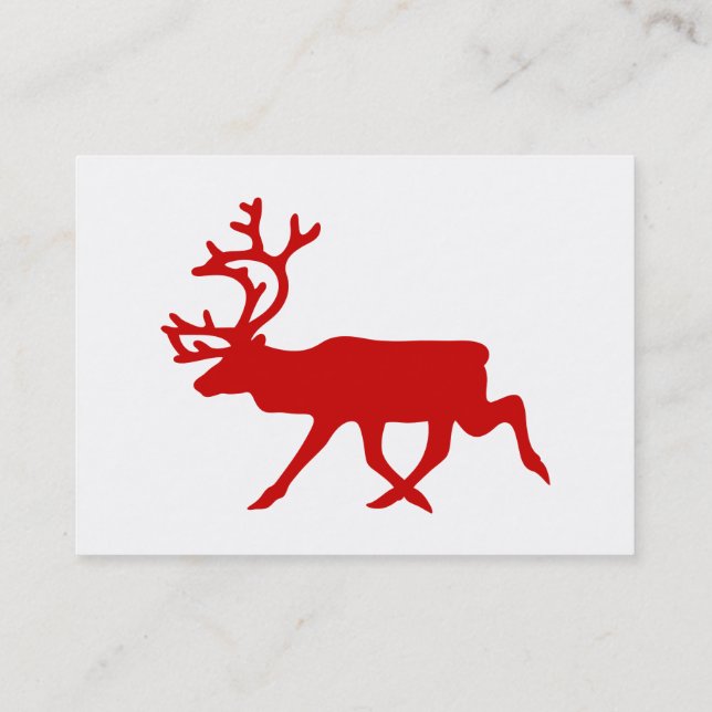 Tarjeta De Visita Resto Rojo / Silhouette Caribou (Reverso)