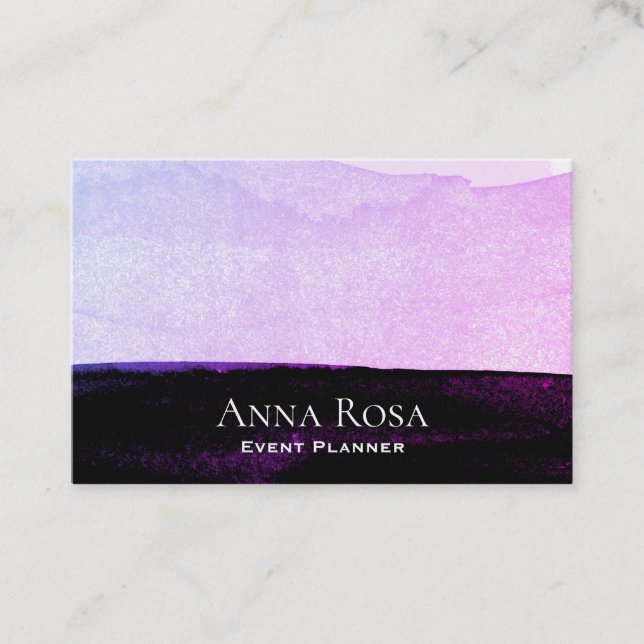 Tarjeta De Visita *~* Resumen acuarela morado Lavanda negra rosa (Anverso)