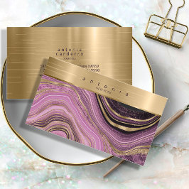 Tarjeta De Visita Resumen Agate Monograma Mauve ID827