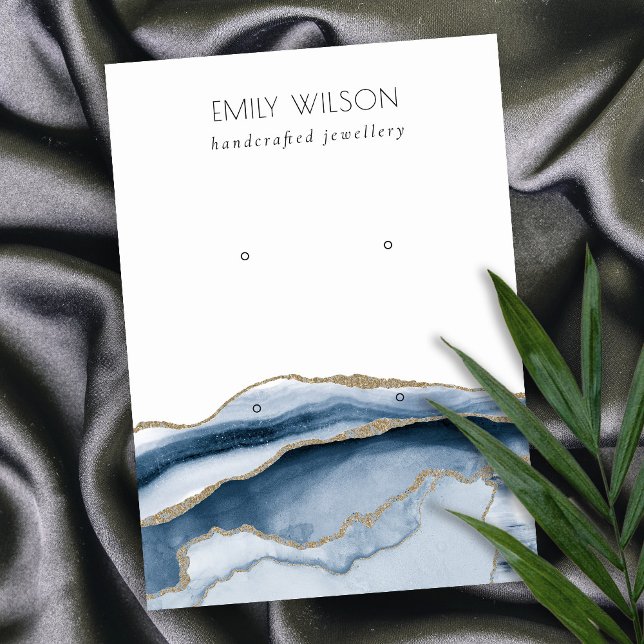 Tarjeta De Visita Resumen Agate Navy Gold 2 Stud Earl Display (Subido por el creador)