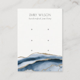 Tarjeta De Visita Resumen Agate Navy Gold 3 Stud Earl Display