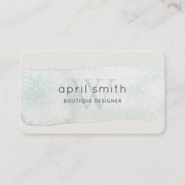 Tarjeta De Visita Resumen Aqua Blue Bruske Monograma brillante