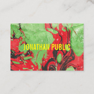 Tarjeta De Visita Resumen Art Moderno Elegante Plantilla Verde Rojo