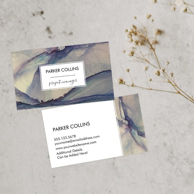 Tarjeta De Visita Resumen Arte Líquido De Tinta De Alcohol Púrpura A (Subido por el creador)