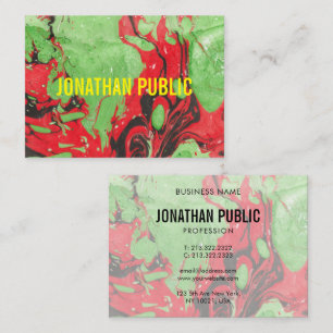Tarjeta De Visita Resumen Arte Moderno Elegante Rojo Y Verde