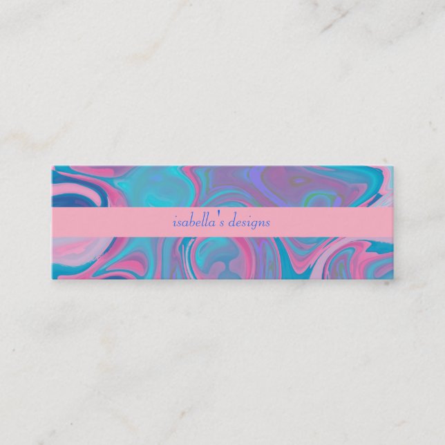 Tarjeta de visita Resumen Azul Rosa Skinny (Anverso)