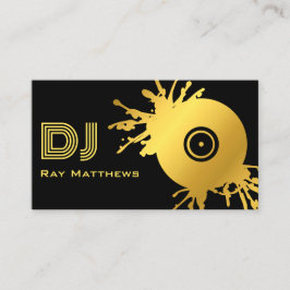 Tarjeta De Visita Resumen Black Gold Music Disc DJ