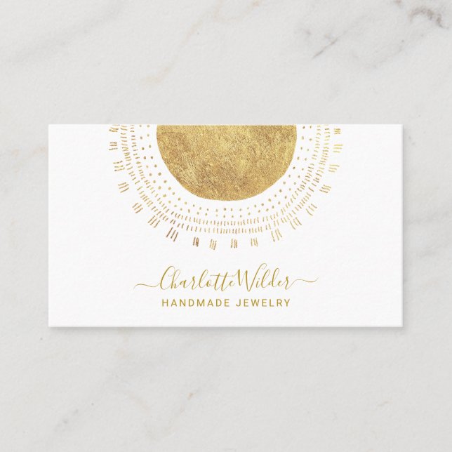 Tarjeta De Visita Resumen Círculo dorado Joyas hechas a mano (Anverso)
