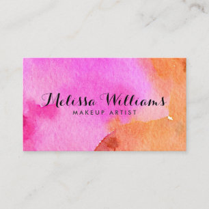 Tarjeta De Visita Resumen de acuarelas rosas maquillaje belleza artí