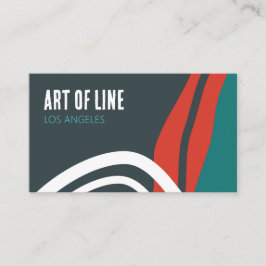 Tarjeta De Visita Resumen de arte de línea de moda en azul rojo y bl