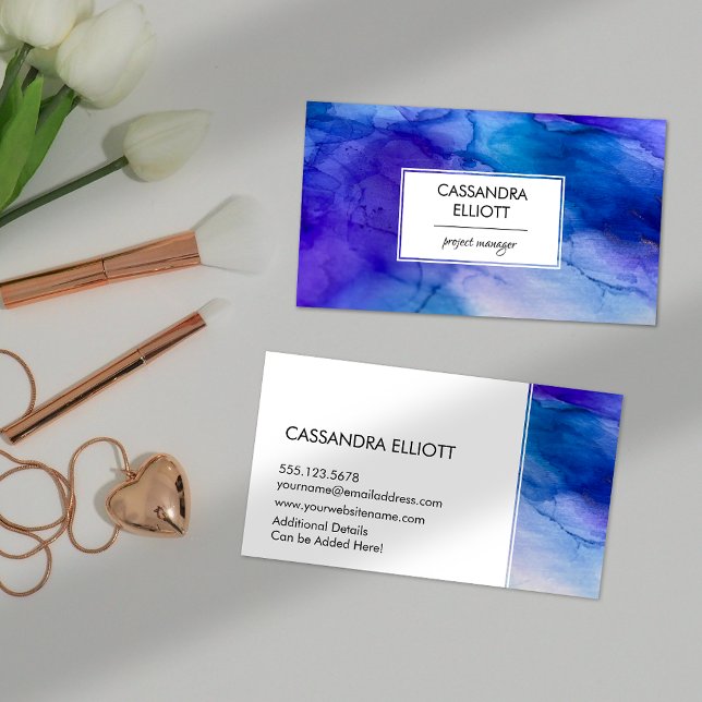 Tarjeta De Visita Resumen de arte líquido con tinta de alcohol azul  (Subido por el creador)