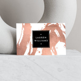 Tarjeta De Visita Resumen de brochas de oro Rosa en blanco