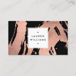 Tarjeta De Visita Resumen de brochas de oro Rosa en negro