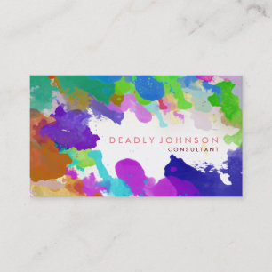 Tarjeta De Visita Resumen de color de agua Elegante Guay Rosa multic