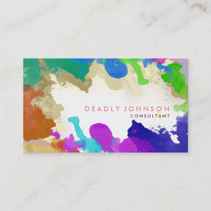 Tarjeta De Visita Resumen de color de agua Elegante Guay Rosa multic