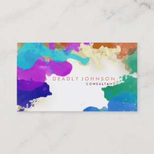 Tarjeta De Visita Resumen de color de agua Elegante Guay Rosa multic