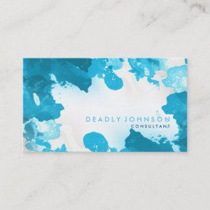 Tarjeta De Visita Resumen de color de agua Elegante Guay Sky Blue