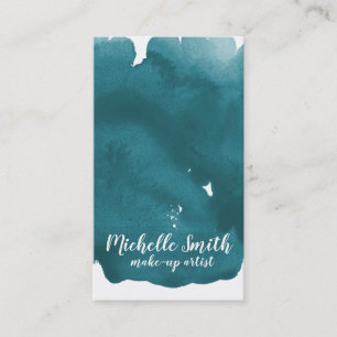 Tarjeta De Visita Resumen de color de agua verde azulado trazo de br