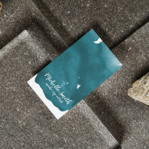 Tarjeta De Visita Resumen de color de agua verde azulado trazo de br