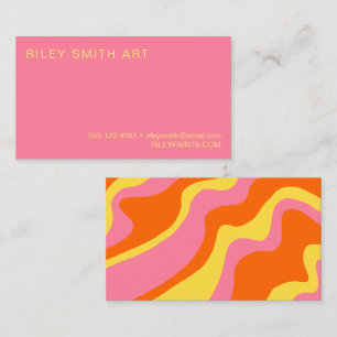 Tarjeta De Visita Resumen de color rosa amarillo y rojo retro 70