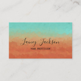 Tarjeta De Visita Resumen de color verde marino y naranja quemado