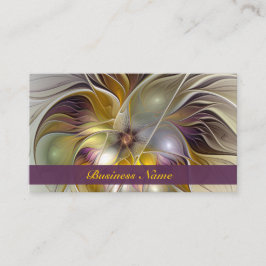 Tarjeta De Visita Resumen de fantasía colorida Flor Fractal Moderno