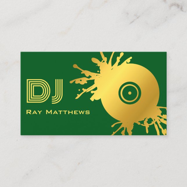 Tarjeta De Visita Resumen de Green Gold Music Disc DJ (Anverso)