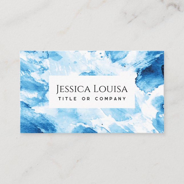 Tarjeta De Visita Resumen de la acuarela azul (Anverso)