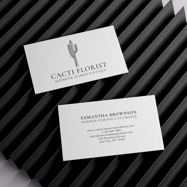 Tarjeta De Visita Resumen de la flor del desierto de Cactus Boho Cac (Cactus Desert Flower Abstract Boho Cacti Business Card)