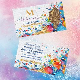 Tarjeta De Visita Resumen de las burbujas de arte Golden Monogram Ha