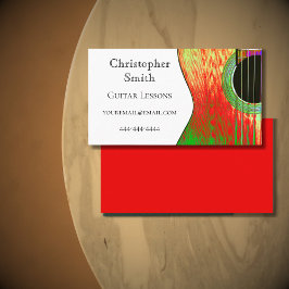 Tarjeta De Visita Resumen de las lecciones de guitarra musical roja 