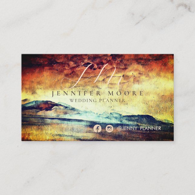 Tarjeta De Visita Resumen de las montañas mágicas monogramado (Anverso)