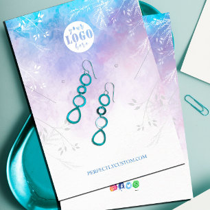 Tarjeta De Visita Resumen de los pendientes del collar azul de Aqua
