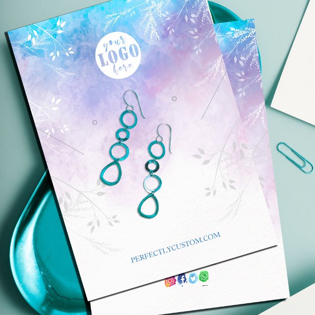 Tarjeta De Visita Resumen de los pendientes del collar azul de Aqua (Abstract Aqua Blue necklace earrings Business Card #abstractaquablue #seacolor #brightcolor)