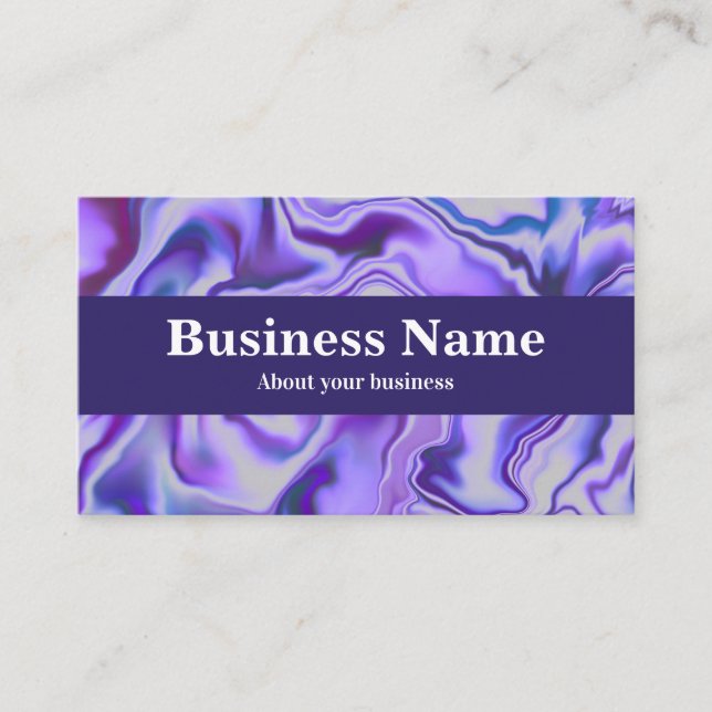 Tarjeta De Visita Resumen de mármol azul y morado elegante (Anverso)