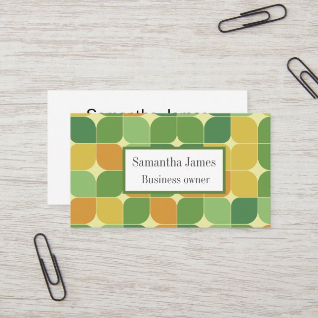 Tarjeta De Visita Resumen de mediados de siglo Naranja verde Persona (Anverso/Reverso In Situ)