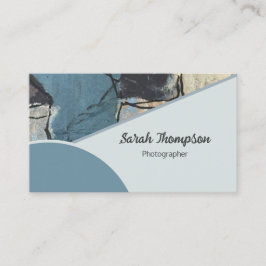 Tarjeta De Visita Resumen de medios mixtos Código QR Gris Gris Azul 