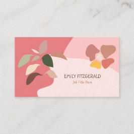 Tarjeta De Visita Resumen de moda Forma Leaf Pink Beige Girly